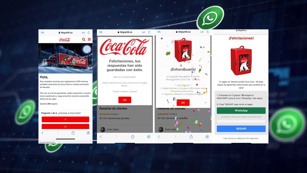 Don’t bite!  The Coca-Cola scam is back on WhatsApp, now also at Christmas